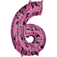 Amscan Folieballon Cijfer 6 Minnie Mouse Roze (66cm)