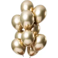 Folat Chrome ballonnen 33cm Spiegeleffect Goud Premium - 12 Stuks