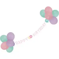 Amscan - Pastelkleurige Happy Birthday slinger met ballonnen