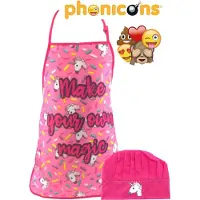 Phonicons Unicorn - - Emoji - Kookset met keukenschort en Koksmuts