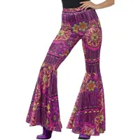 Smiffys 70's disco broek paars (paars, S/M)
