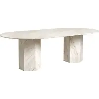 Gubi Epic Eettafel 240x120 cm Elliptical | Neutral White Travertine