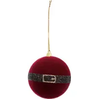 Konges Sløjd Kerst - Kerstballen - Set van 8 - Rood met zwarte riem - Voor in de kerstboom