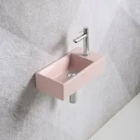 Guido Gusto Fonteinset Mia 40.5x20x10.5cm mat roze rechts inclusief fontein kraan, sifon en afvoerplug chroom