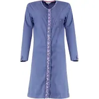 Irresistible Dames Nachthemd - Katoen - Doorknoop - Blauw - Maat M