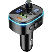 Hoco Bluetooth Muziek Transmitter / FM Transmitter en Autolader USB-A + USB-C