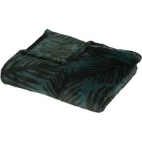Atmosphera plaid flannel Groene blaadjes - 125 x 150 CM - Deken - Fleecedeken