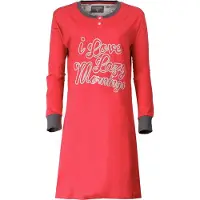 Irresistible Dames Nachthemd - Katoen - Lange Mouwen - Helder Rood - Maat S