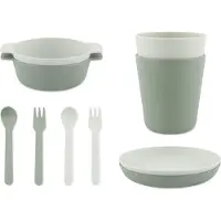 Trixie Eetset PLA Olive - 2 bekers - 2 Kommetjes - 2 Borden - 2 vorken - 2 lepels