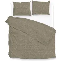 Zo! Home Lino Palm Taupe - 100% Katoen - 240 x 200/220 cm