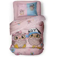 Linnick Kinder Dekbedovertrek 100% katoen Puhu - roze 140x200cm