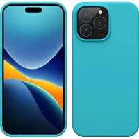 Kwmobile telefoonhoesje geschikt voor Apple iPhone 14 Pro Max - Hoesje met siliconen coating - Smartphone case in ijsblauw