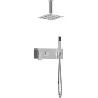 Guido Gusto Vierkante inbouw regendouche met plafond arm 25cm douchekop chroom tweeknops bediening