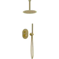 Guido Gusto Thermostatische Inbouw regendouche met plafond arm 25cm douchekop mat goud ovaal
