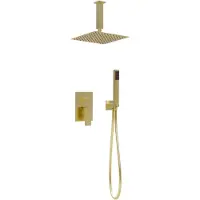 Guido Gusto Vierkant Inbouw regendouche met plafond arm 25cm douchekop mat goud