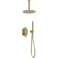 Guido Gusto Inbouw regendouche met plafond arm 25cm douchekop mat goud ovaal