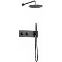 Guido Gusto Inbouw regendouche met wandarm 25cm douchekop gun metal tweeknops bediening