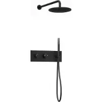 Guido Gusto Inbouw regendouche met wandarm 25cm douchekop mat zwart tweeknops bediening