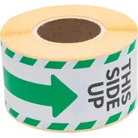 Raadhuis Gevaaretiket 46x125mm rol 250 stuks This side up groen/wit - 2 stuks
