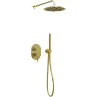 Guido Gusto Inbouw regendouche met wandarm 25cm douchekop mat goud ovaal