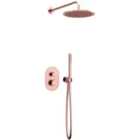 Guido Gusto Thermostatische Inbouw regendouche met wandarm 25cm douchekop mat rosé ovaal