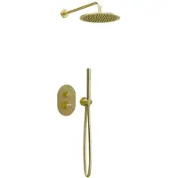 Guido Gusto Thermostatische Inbouw regendouche met wandarm 25cm douchekop mat goud ovaal