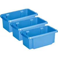Sunware Opslagbox Nesta - 3x - kunststof - 7L - blauw - 38 x 21 x 14 cm - stapelbaar