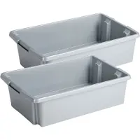 Sunware opslagbox Nesta - 2x - kunststof - 30 liter - lichtgrijs - 59 x 39 x 17 cm - stapelbaar