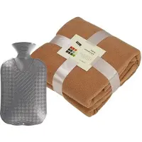 James & nicholson Fleece deken/plaid - camel bruin - 130 x 170 cm - kruik - 2 liter