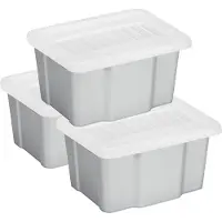 Sunware set van 3x opslagboxen kunststof 24 liter lichtgrijs 42 x 33 x 22 cm met afsluitbare deksel