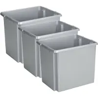 Sunware Opslagbox Nesta - 3x - kunststof - 45L - grijs - 45 x 36 x 36 cm - stapelbaar