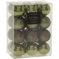 Christmas Decoration 24x stuks mini kerstballen mix groen tinten glans/mat/glitter kunststof diameter 3 cm - Kerstboom versiering