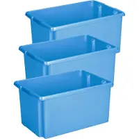 Sunware opslagbox Nesta - 3x - kunststof - 51 liter - blauw - 59 x 39 x 29 cm - stapelbaar