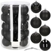 Springos Kerstballen 30 Stuks 8 cm Zwart