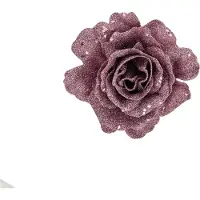 COSY&TRENDY Cosy & Trendy Kerst - Roos clip - Set van 2 - Glitter - Roze - D10cm - Kerstboomdecoratie - Clips