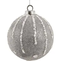 COSY&TRENDY Cosy & Trendy Kerst - Kerstballen - Set van 6 - Glitter - String - Grijs - D8cm