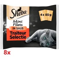 Sheba 8x - Mini Filets Traiteur Selectie in Saus Multipack - Kattenvoer Natvoer - 4x85g