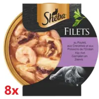 Sheba - Filets - Stukjes Kip,Garnaal & Oceaanvis in Saus - 8x60gr