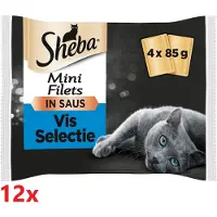 Sheba - Mini Filets in Saus - Vis Selectie - 12 verpakkingen van 4x85gr