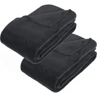 Atmosphera Grote Fleece bank deken/fleece plaid - 2x - antraciet - 180 x 230 cm - polyester