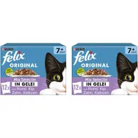 Felix 2x - Original Senior Mix Selectie in Gelei - Kattenvoer Natvoer - 12x85g