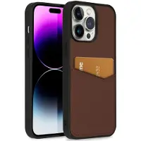 Accezz Premium Leather Card Slot Backcover voor de Apple iPhone 14 Pro Max - Bruin