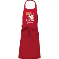 Kariban Luxe keukenschort - Pizza - met voornaam - Rood