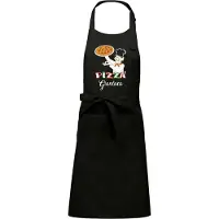 Kariban Luxe keukenschort - Pizza - met voornaam - Zwart
