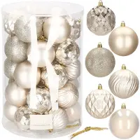 Springos Kerstballen 30 Stuks 8 cm Beige/Goud Tinten