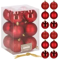 Springos Kerstballen 12 Stuks 6 cm Rood