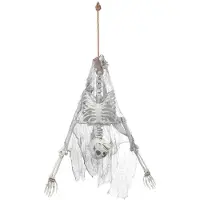 Muovijalelu Hangdecoratie Skelet op zijn kop | Halloween pro deco (grijs wit)