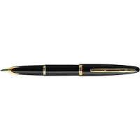 Waterman Carène Zwarte zee vulpen | hoogglans zwart met 23-karaats gouden clip | mediumpunt met blauw inktpatroon | geschenkverpakking