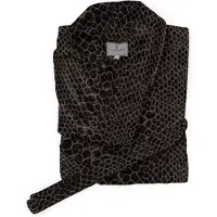 Linnick Flanel Fleece Badjas Snake - black/antraciet - M - Badjas Dames - Badjas Heren