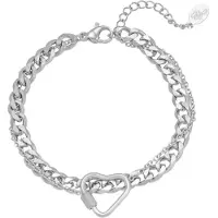 Yehwang Armband Chained Heart - Zilver - RVS - dubbele armband - cadeautip